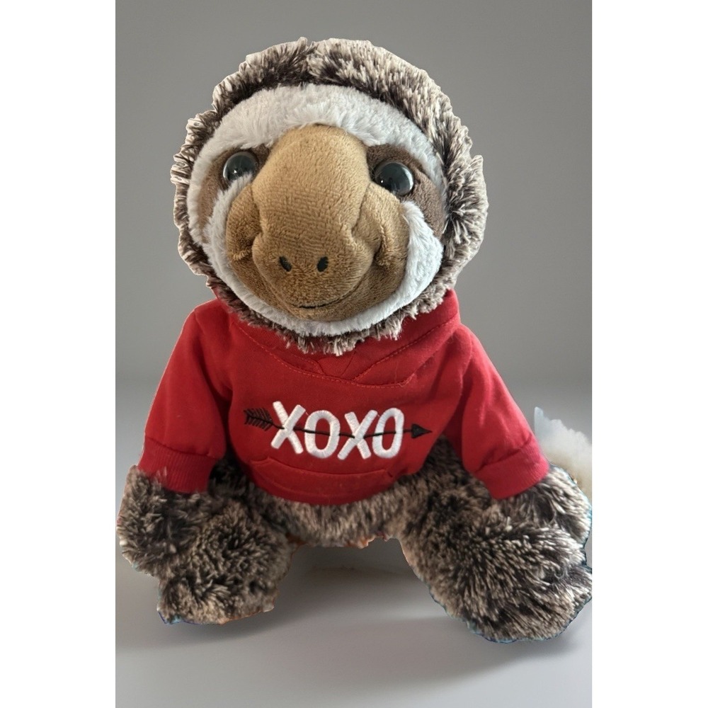 Dan Dee 18 in. Sloth Plush Stuffed Animal Red Hoodie Sweatshirt XOXO Hugs Kiss